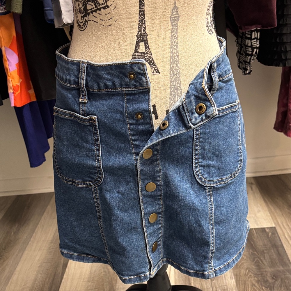 Altar'd State Denim Button-Front Mini Skirt - Picture 8 of 15